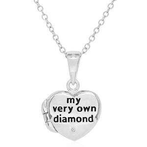 Rhona Sutton - Children's Diamond Accent Heart Locket – Sterling Silver